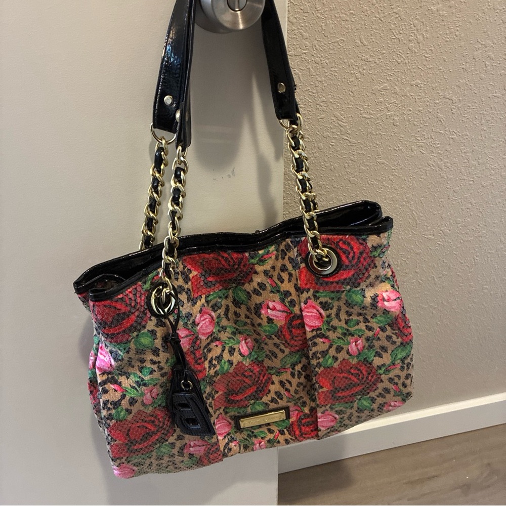 Betsey Johnson Floral Leopard Shoulder Bag